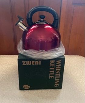 New, Price Firm, ZWENI Food Grade Stainless Steel Whistling Tea Kettle, 3.4 Quart (Red)