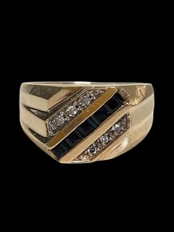 Mens gold blue stone ring #31435