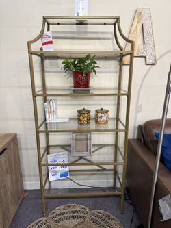 5 Shelf Glass Bookshelf