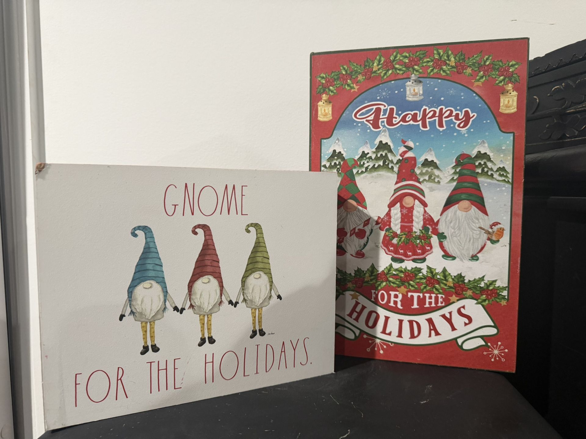 New Christmas Wooden Gnome Plaque & Storage Box