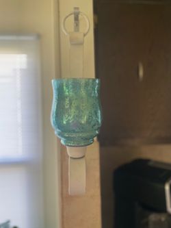 Decorative glass hanging candle holder