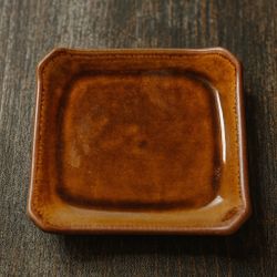 Studio Pottery USA 1970s Amber Glazed Stoneware Trivet, 4.75 in