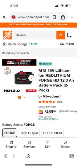 Milwaukee HD Battery