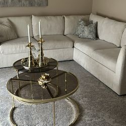 Two piece sectional with the table