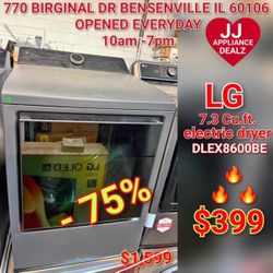 ⚡️New LG 7.3 Cu.Ft. Smart Electric Dryer Steam EasyLoad Door DLEX8600BE