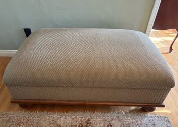 Huge Room&Board Overstuffed Ottoman with Storage - Solid Wood Base