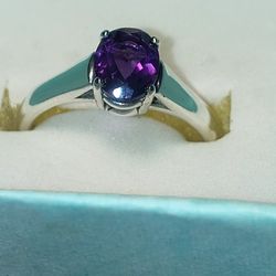 Amethyst Sterling Silver Ring Size 8 