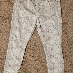 NWOT WOMENS LOFT SLIM POCKETS JEANS CREAM PRINT SIZE 29/8