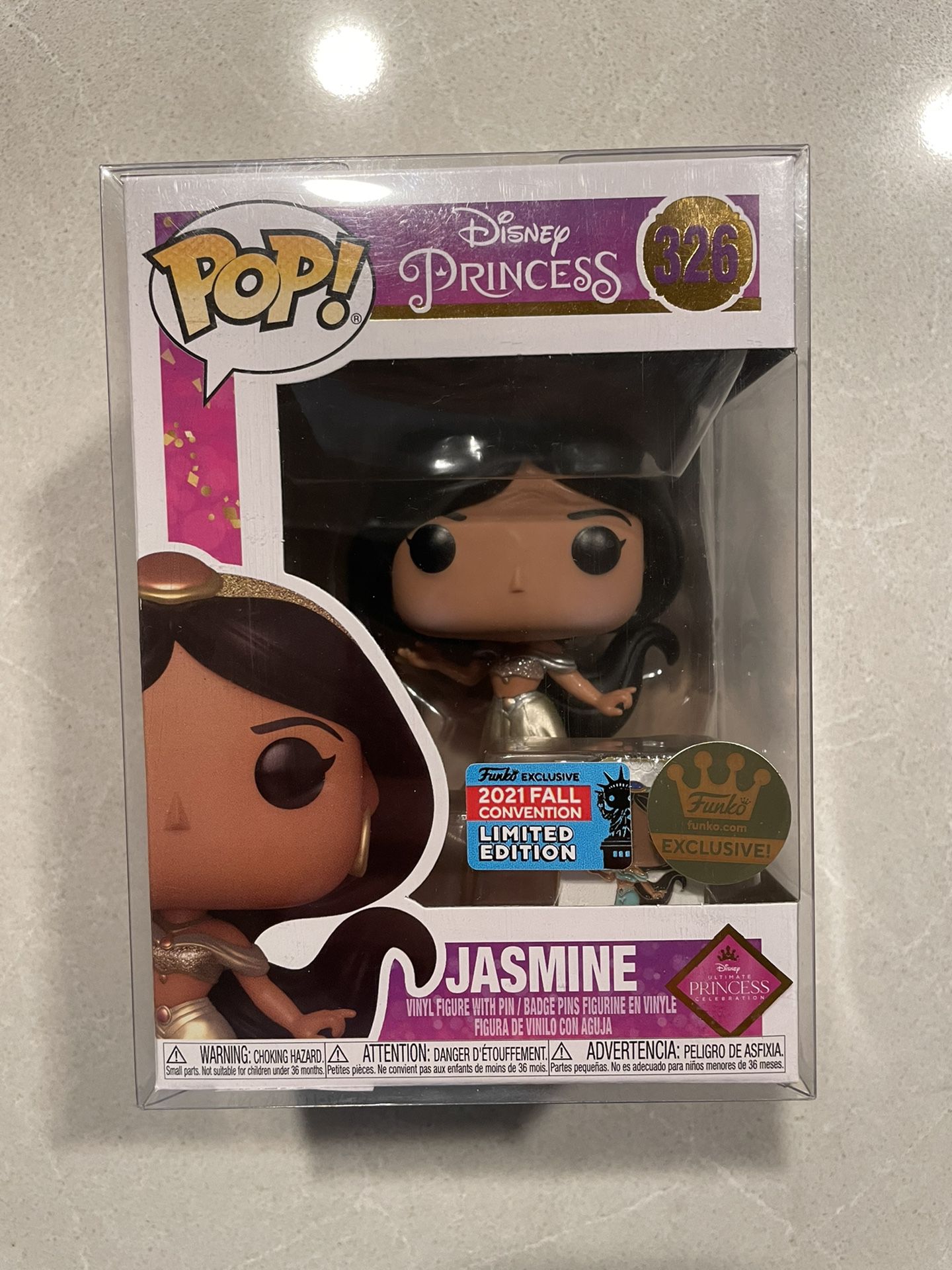 Jasmine Ultimate Princess Collection Funko Pop *MINT* 2021 NYCC Fall Convention Exclusive + Pin Aladdin Disney 326 with protector Festival Fun ECCC
