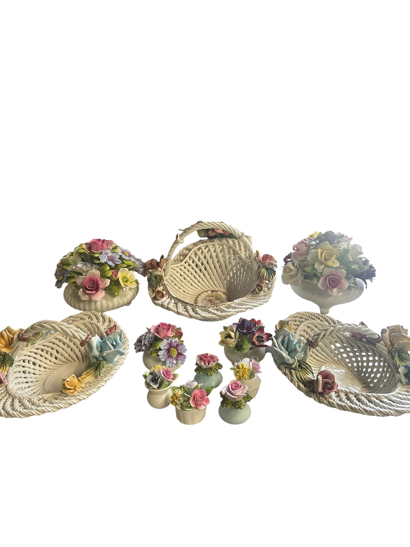 Lot of 13 Vintage Porcelain Floral Plants Assortments & Baskets
