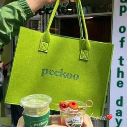 cute green felt bag 16” x 12”