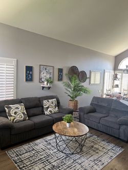 Ashley Furniture Toland Couch + Loveseat Set Dark Grey