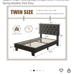 iPormis Upholstered Twin Size Bed Frame with Button Tufted Headboard
