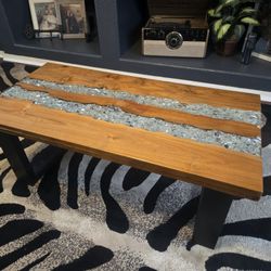 Apoxied Glass/Wood Coffee Table