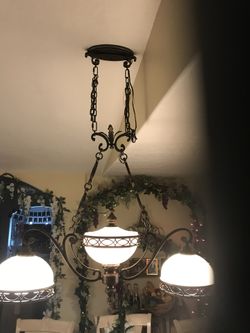 LARGE HIGH END TUSCAN TRIPLE CHANDELIER ISAND  LIGHT FIXTURE