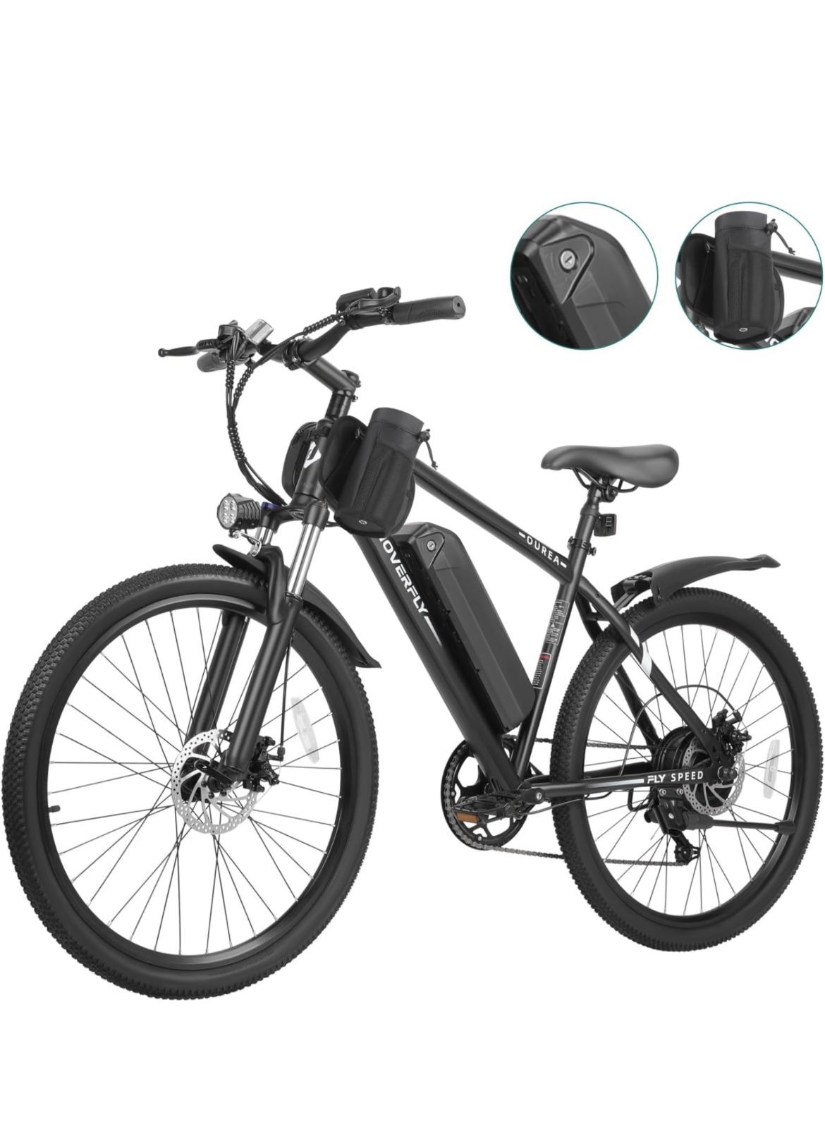 Electric Bike 26", 750W Peak Motor Mountain Ebike, Up to 40 Miles 20MPH Removable Battery, 7-Speed and Shock Absorber, Electric Commuter Bike for Adul