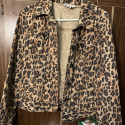Womens Cheetah Camo Army Print Jean Jackets Size Small