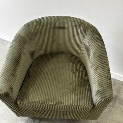 Corduroy Barrel Chair, Dark Green 