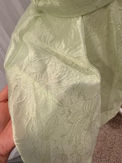 Women's Taylor Light Green Floral Brocade Halter Dress