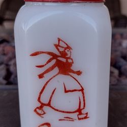 Vintage Hazel Atlas Milk Glass Dutch Girl Pepper Shaker