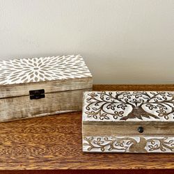 Set Of 2 Decorative wooden storage boxes