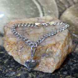 Sterling Silver “Mom” Heart Locket Bracelet – 925 USA