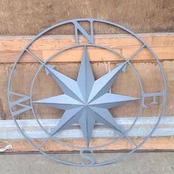 Nice Large Metal Compass Rose Wall Hanging