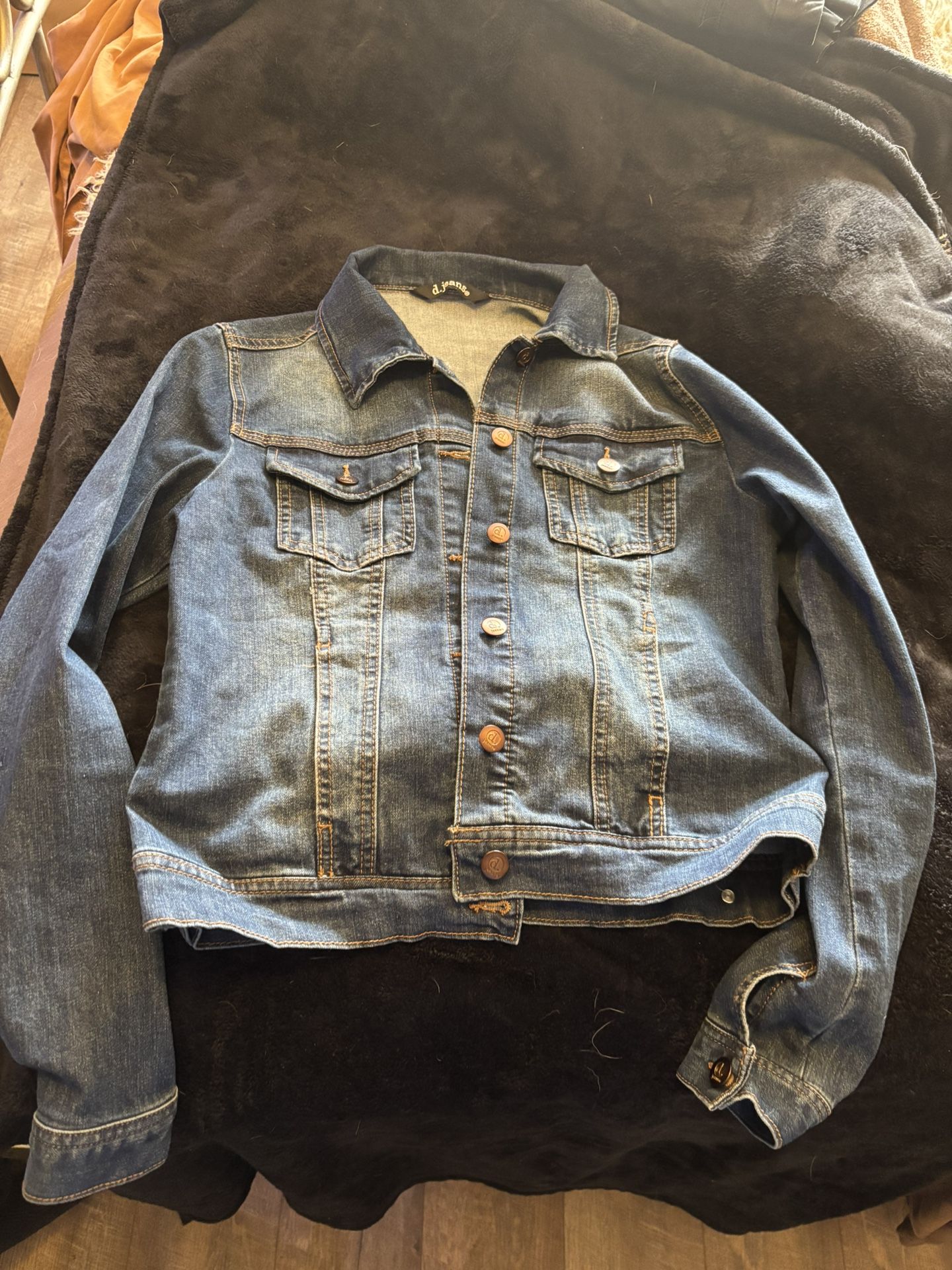 d. jeans Blue Denim Jacket washed/distressed, look Sz Small