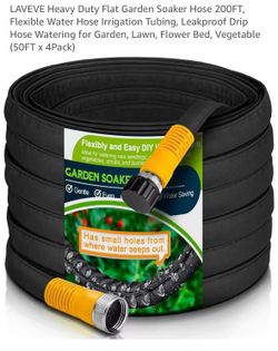 NEW IN THE BOX! Heavy Duty Flat Garden Soaker Hose 200FT Flexible Water Hose Irrigation 50ft x4 pack