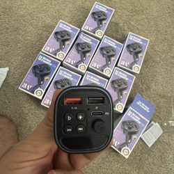 Car Wireless FM Transmitter C16: Dual USB with Type-C Port, Built-in Noise-Cancelling Microphone, Hands-Free Wireless 5.3, MP3 Player, 7 Color LED Lig