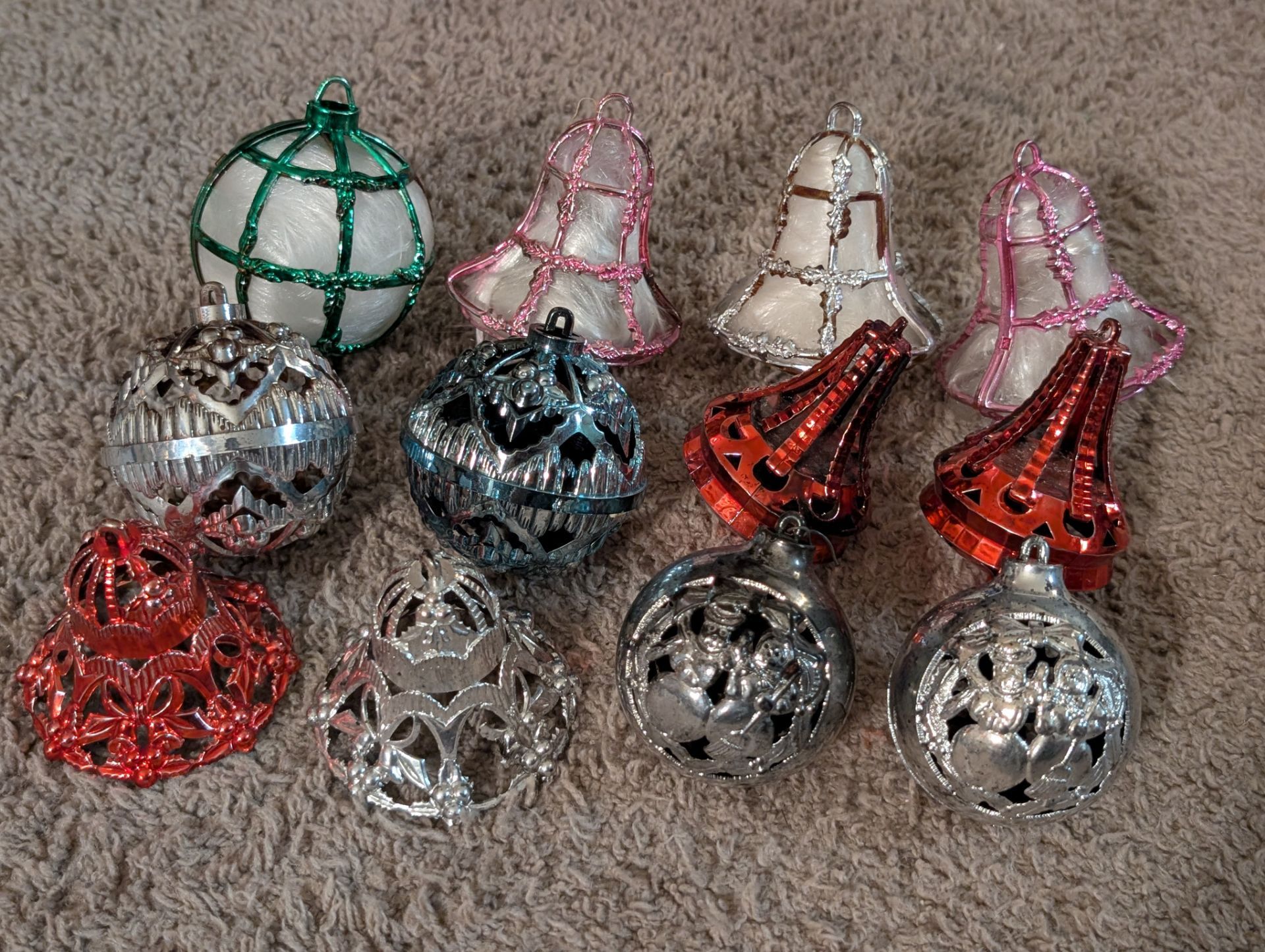 Vintage Bradford Style Plastic Bells Bulbs Reflector Lot of Christmas Ornaments