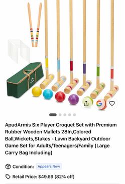 ApudArmis 6-Player Croquet Set with Carry Bag