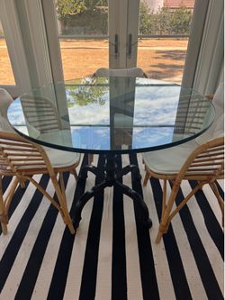 Williams Sonoma La Coupole 42” Iron Bistro Table with Glass Top