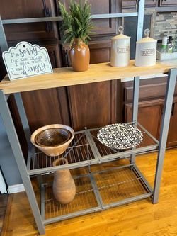Metal and Wood Baker's Rack Kitchen Shelf