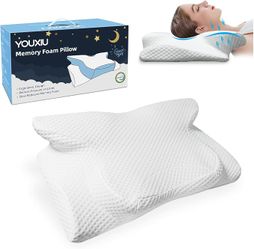 Memory Foam Pillow for Side, Back, Stomach Sleepers, Washable Pillowcase