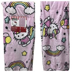 Hello Kitty Pink Rainbow Unicorn Plush Throw Blanket 50” X 70” New