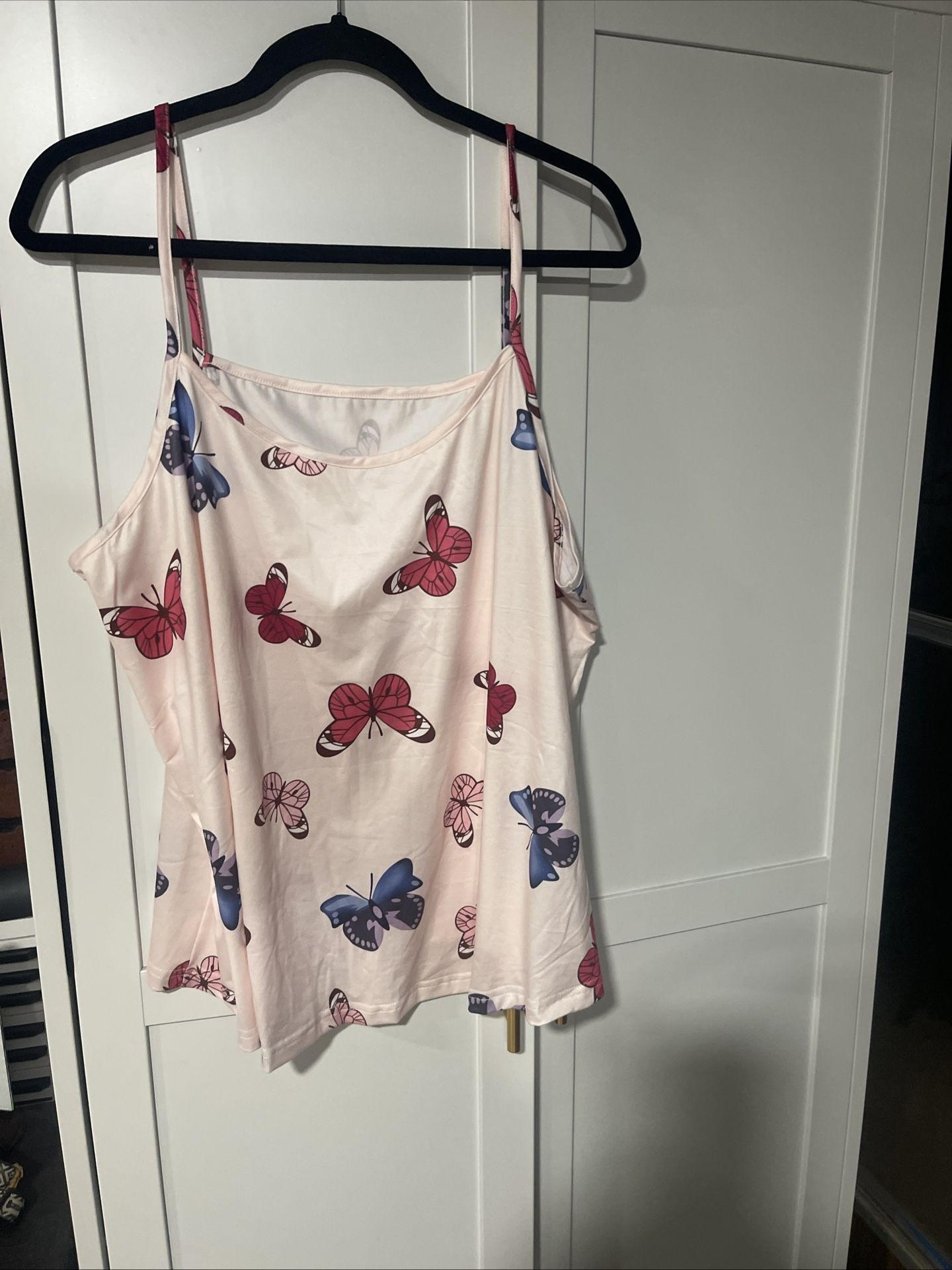 Pink and Butterfly Pajama Set 3XL Sleeveless Top with Shorts 2 Piece