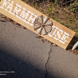 Farmhouse Kitchen Decor On Light Wood Tin Windmill