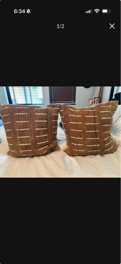 Pair of Boho Mudcloth Style Throw Pillows