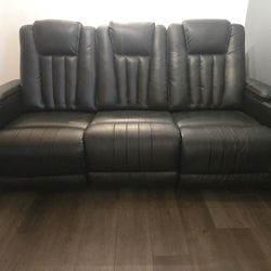 Faux leather recliner, couch.