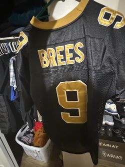 Vintage Reebok NFL On-Field Drew Brees #9 New Orleans Saints Jersey Black Gold Super Bowl Patch