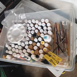Paint And Brushes Lot