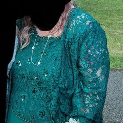 Roman’s woman’s Plus Size beaded Lace Jacket Dress