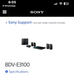 Sony BDV-E3100 Blu Ray Home Theater System with Bluetooth