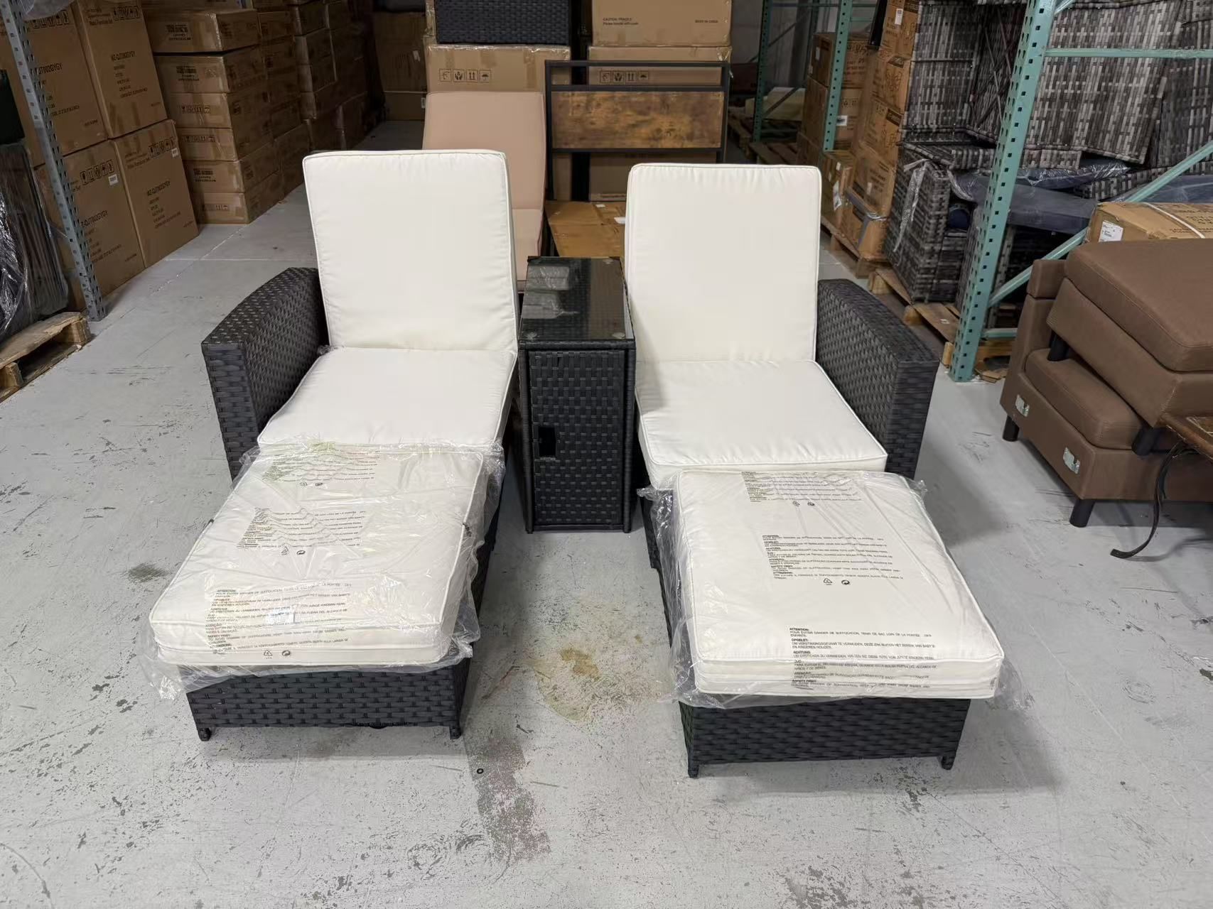 New Patio Wicker Loveseat - Outdoor Sofa Set with Cushion - Adjustable Lounge Chair with Ottoman