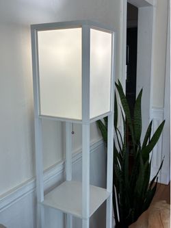 Tall White Floor Lamp with Shelves