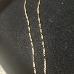 14K Two Tone Real Gold Diamond Cut White Pave Link Figaro Chain Necklace 2.5mm

