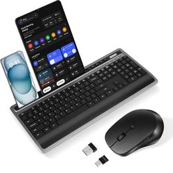 New Wireless Bluetooth Full Size Keyboard Mouse pad USB Phone tablet PC holder