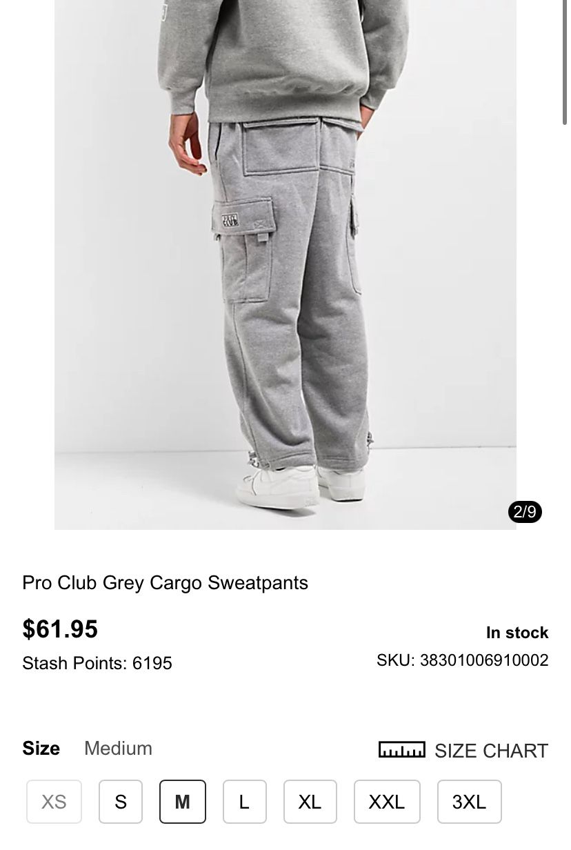 Pro Club Grey Fleece Heavyweight Men’s Medium