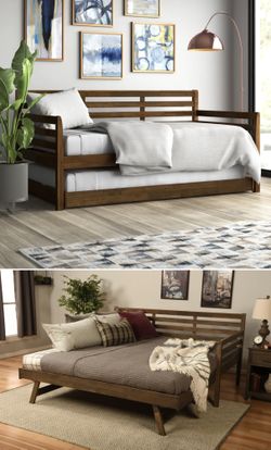 Alexz Wood Daybed with Pop Up Trundle Bed